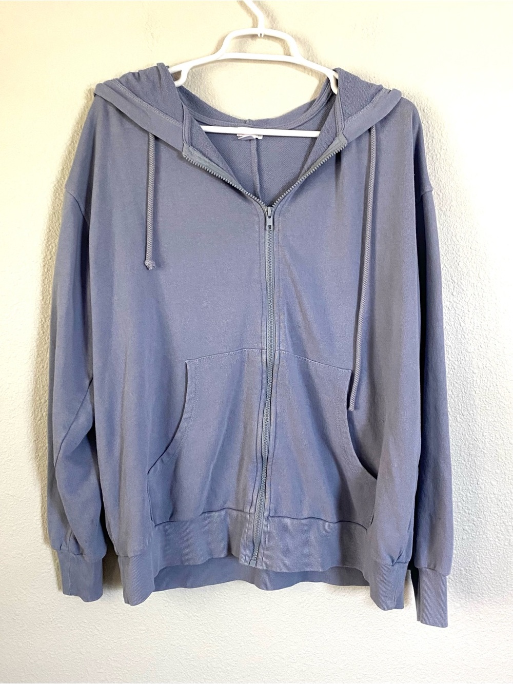 flirtitude Zip-Up Hoodie in Dusty Blue